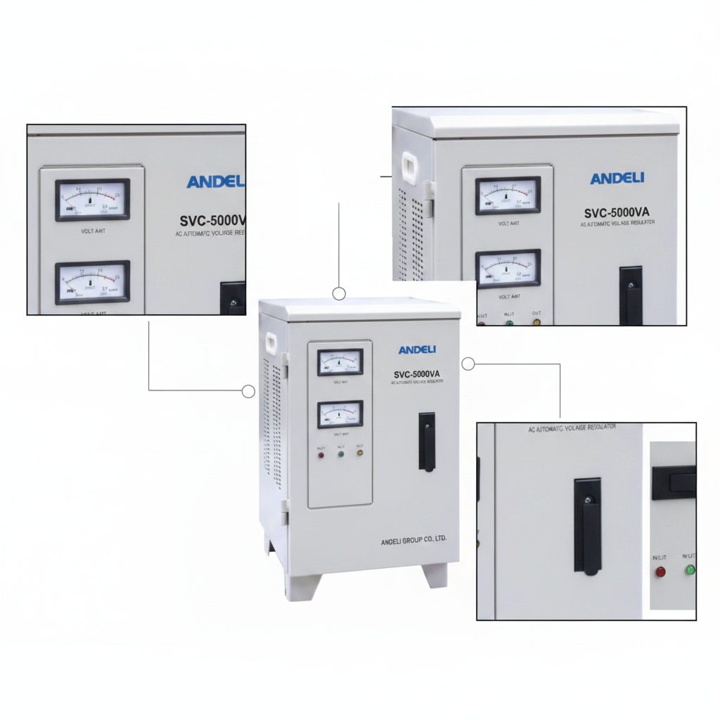 Andeli Voltage Stabilizer SVC 5000 VA 5 KW Single (1) Phase 220V Stand