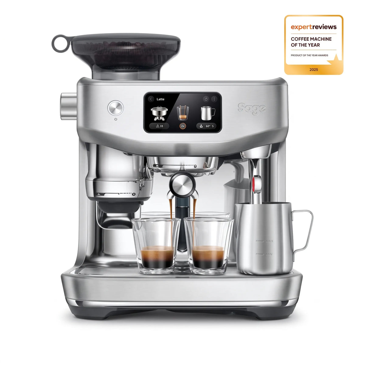 Sage The Oracle Jet  Espresso Machine SES985BSS4GUK1  with Grinder, Auto Grind & Tamp, Manual & Auto Milk Frother, LCD Display, Brushed Stainless Steel, 2 Year Warranty