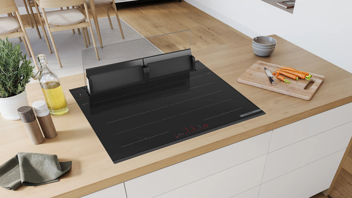 Bosch Series 8 downdraft hood DDW88MM60B 80 cm clear glass, Black
