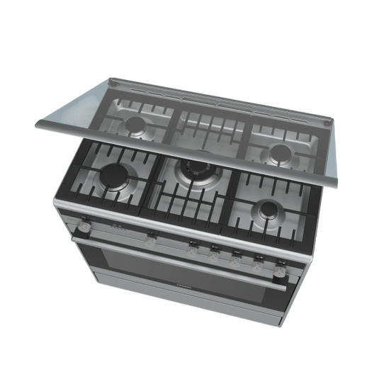 Siemens Dual fuel range cooker, HQ738357M 90cm Wok Burner with 4 kW