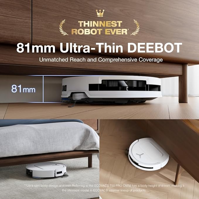 Load image into Gallery viewer, ECOVACS Robot Vacuum DEEBOT T50 PRO Omni and Mop, 8.1cm Ultra-Thin, 15000Pa Suction, Wash/Dry/Refill, Self-Emptying,Pet Hair Friendly black
