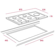 TEKA EW 90 5G AI AL TR CI Gas hob with 5 cooking zones and triple ring burner in 90 cm of butane gas