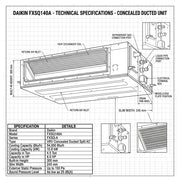 Daikin Ducted Splits for VRV Systems 4.5 Ton 15.8 kW 6.0 HP 54,000 Btu/h FXSQ140A