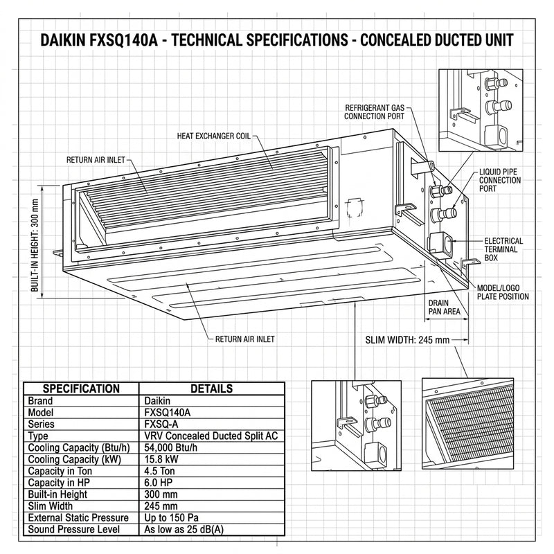 Load image into Gallery viewer, Daikin Ducted Splits for VRV Systems 4.5 Ton 15.8 kW 6.0 HP 54,000 Btu/h FXSQ140A
