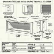Daikin Ducted Splits for VRV Systems 3.0 Ton 10.6 kW 4.0 HP 36,000 Btu/h FXSQ100A