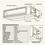 Daikin Ducted Splits for VRV Systems 0.5 Ton 1.7 kW 0.6 HP 5,800 Btu/h FXSQ15A