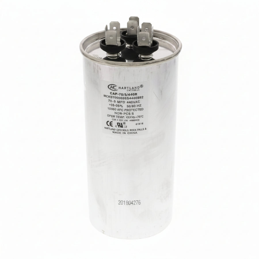 The HVAC Genius, 70 + 5 MFD Capacitor 370 or 440 VAC Oval Run for Fan Motor Blower Condenser in Air Handler Straight Cool – Heat Pump Conditioner Furnace Pool by 70-5 Round Price.