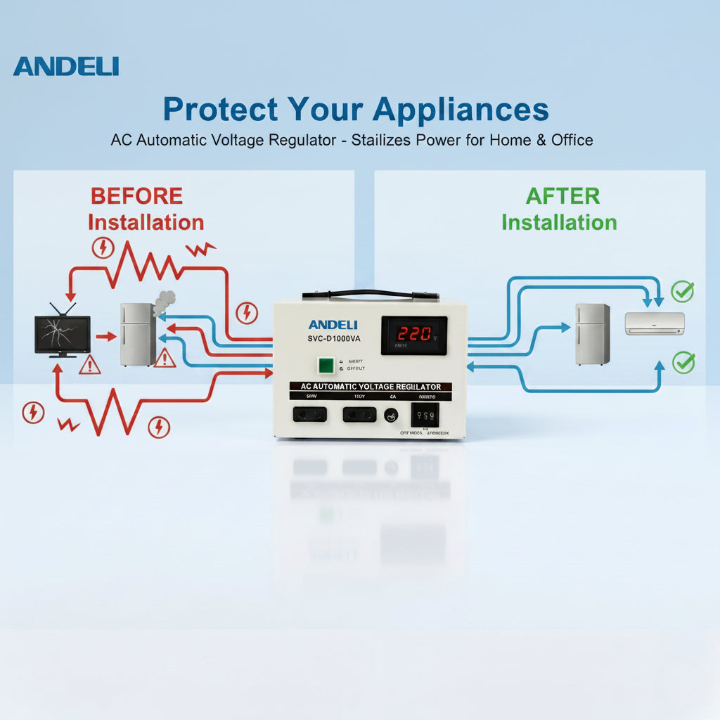 Andeli AC Voltage Stabilizer SVC 1000 VA 1 KVA Single (1) Phase 220V