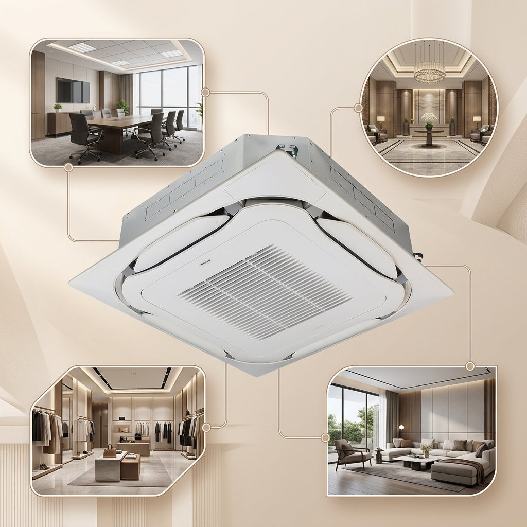 Daikin Cassette Splits for VRV Systems 1.0 Ton 3.6 kW 1.3 HP 12,000 Btu/h FXFQ32B White