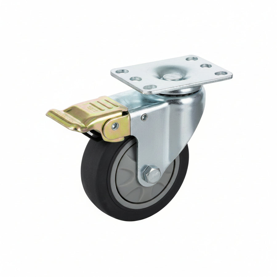 W-4PSB 4″ swivel plate-mount caster with brake