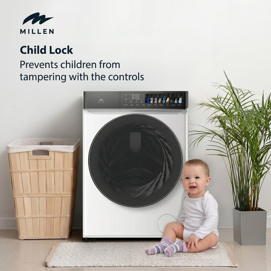 Millen Front Load Washing Machine, 10kg Capacity - Inverter Motor, Smart, Powerful, and Efficient, MWM10012WID, 3 Year Warranty