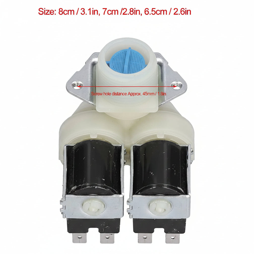 Water Inlet Valve, AC220V-240V 8 X 7 X 6.5cm 3.1 X 2.8 X 2.6in Water Inlet Solenoid Valve for Drum Washing Machines for Automatic Washing Machines