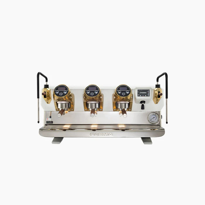 Load image into Gallery viewer, FAEMA E71 E 2 Group Espresso Machine - White &amp; Gold
