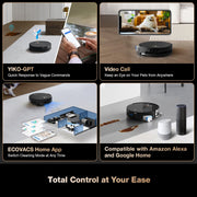 ECOVACS DEEBOT X8 PRO Omni Robot Vacuum and Mop, OZMO Roller Instant Self-Washing Mopping,18000Pa Suction Hot Water Mop Washing, Auto Cleaning Solution Adding, Hot Air-Drying, Self-Emptying