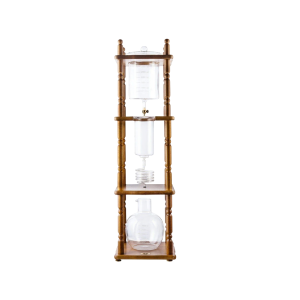 Load image into Gallery viewer, Yama Glass 25 Cup Cold Drip Maker Curved Brown Wood Frame

