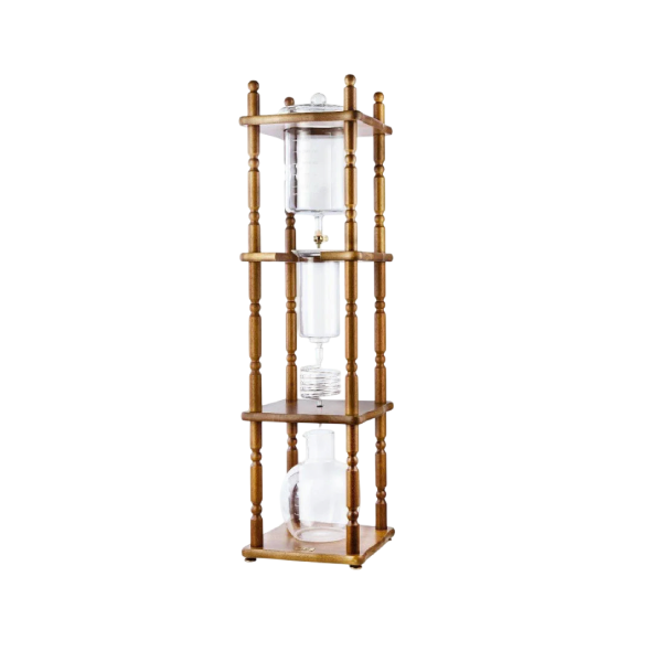 Yama Glass 25 Cup Cold Drip Maker Curved Brown Wood Frame