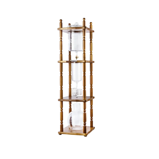 Yama Glass 25 Cup Cold Drip Maker Curved Brown Wood Frame
