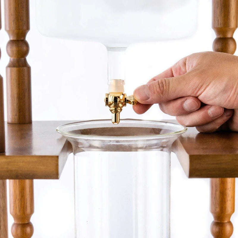 Load image into Gallery viewer, Yama Glass 25 Cup Cold Drip Maker Curved Brown Wood Frame
