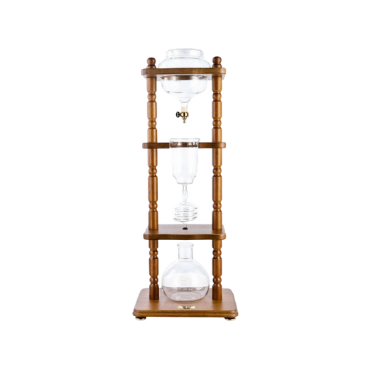 Yama Glass 6-8 Cups Cold Drip Maker Curved Brown Wood Frame
