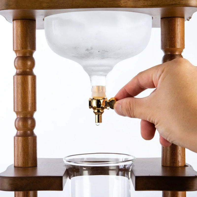 Load image into Gallery viewer, Yama Glass 6-8 Cups Cold Drip Maker Curved Brown Wood Frame
