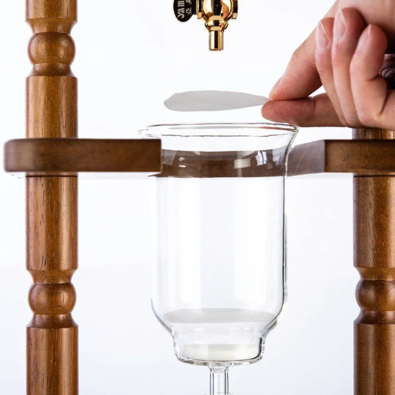 Load image into Gallery viewer, Yama Glass 6-8 Cups Cold Drip Maker Curved Brown Wood Frame
