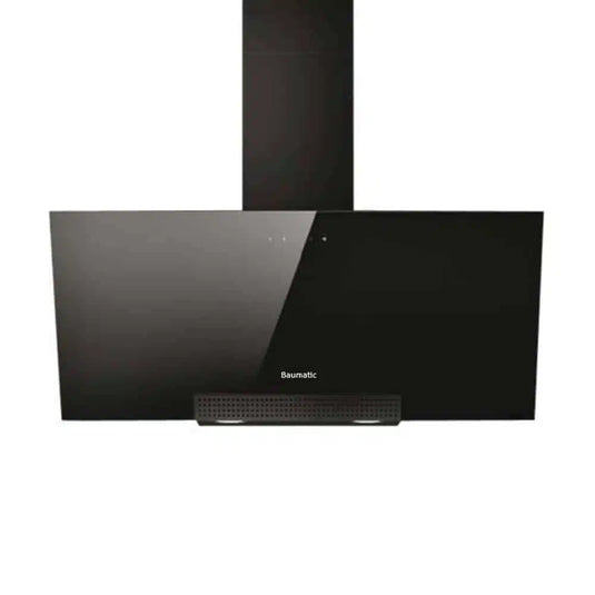 Baumatic 90cm Wall Mounted Chimney Cooker Hood wirh Touch Control, Black Glass