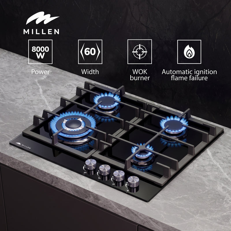 Load image into Gallery viewer, MILLEN Gas on Glass hob GHG 645 BL

