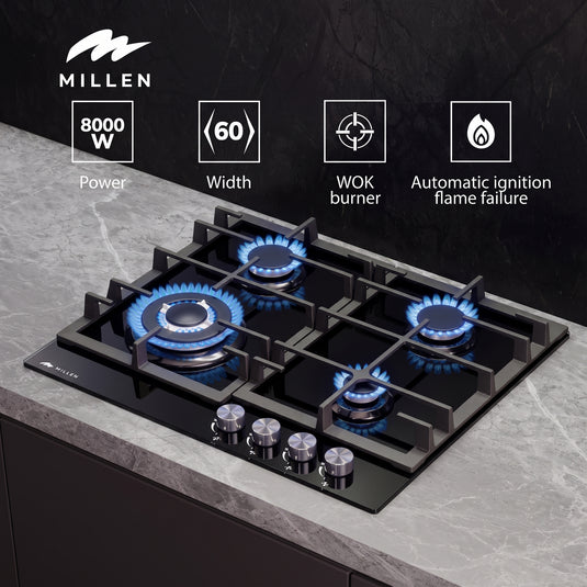 MILLEN Gas on Glass hob GHG 645 BL