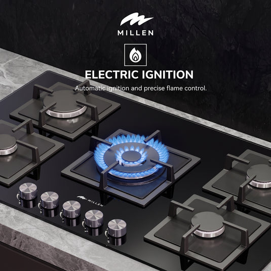 MILLEN Gas on Glass hob GHG 954 BL
