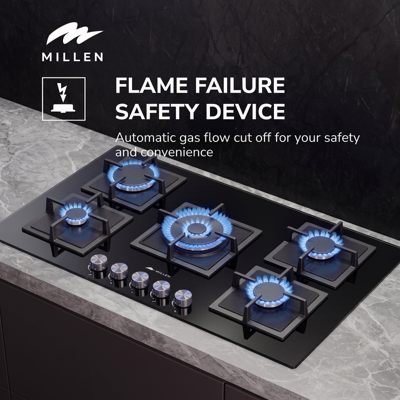 Load image into Gallery viewer, MILLEN Gas on Glass hob GHG 954 BL
