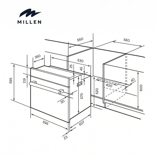 MILLEN 60cm is a classic built-in electric oven EOM 073 BL