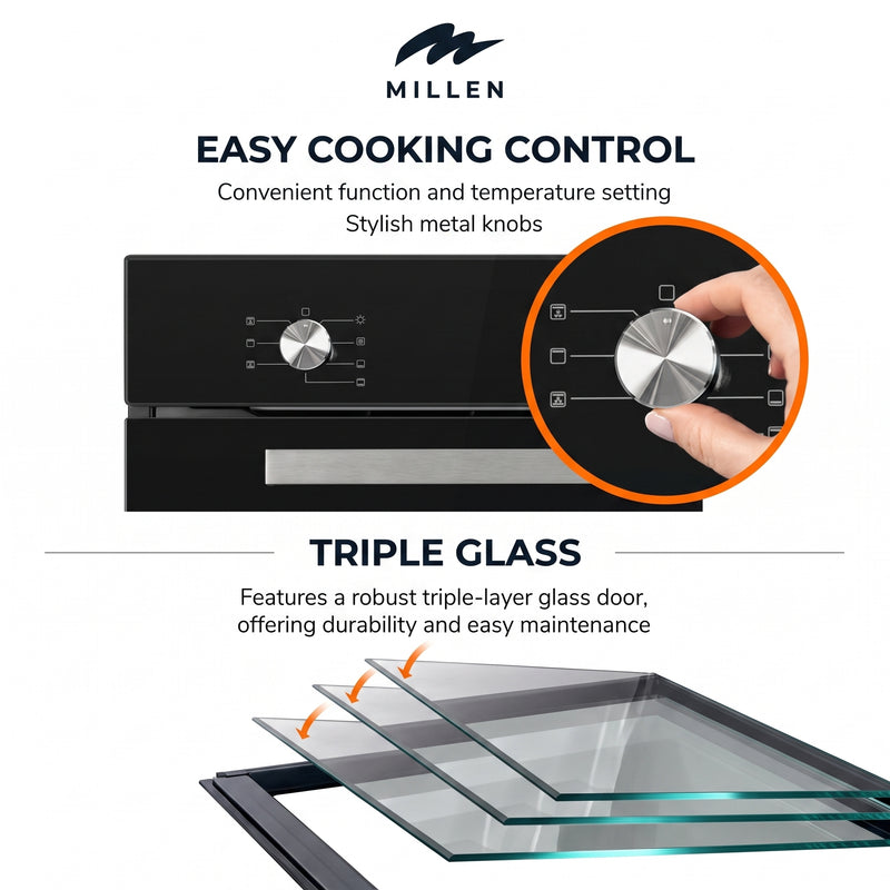 Load image into Gallery viewer, MILLEN 60cm is a classic built-in electric oven EOM 073 BL
