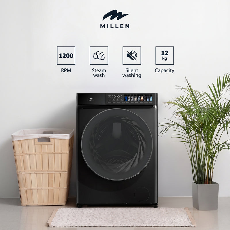 Load image into Gallery viewer, Millen Front Load Washing Machine, 12kg Capacity - Inverter Motor, Smart, Powerful, and Efficient, МWM12012BLIDD, 3 Year Warranty

