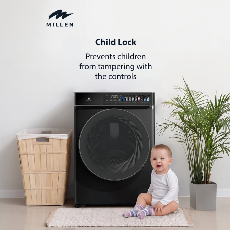 Load image into Gallery viewer, Millen Front Load Washing Machine, 12kg Capacity - Inverter Motor, Smart, Powerful, and Efficient, МWM12012BLIDD, 3 Year Warranty
