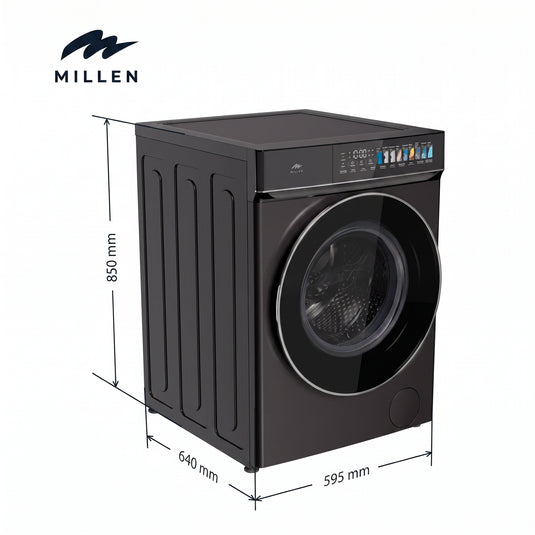 Millen Front Load Washing Machine, 12kg Capacity - Inverter Motor, Smart, Powerful, and Efficient, МWM12012BLIDD, 3 Year Warranty