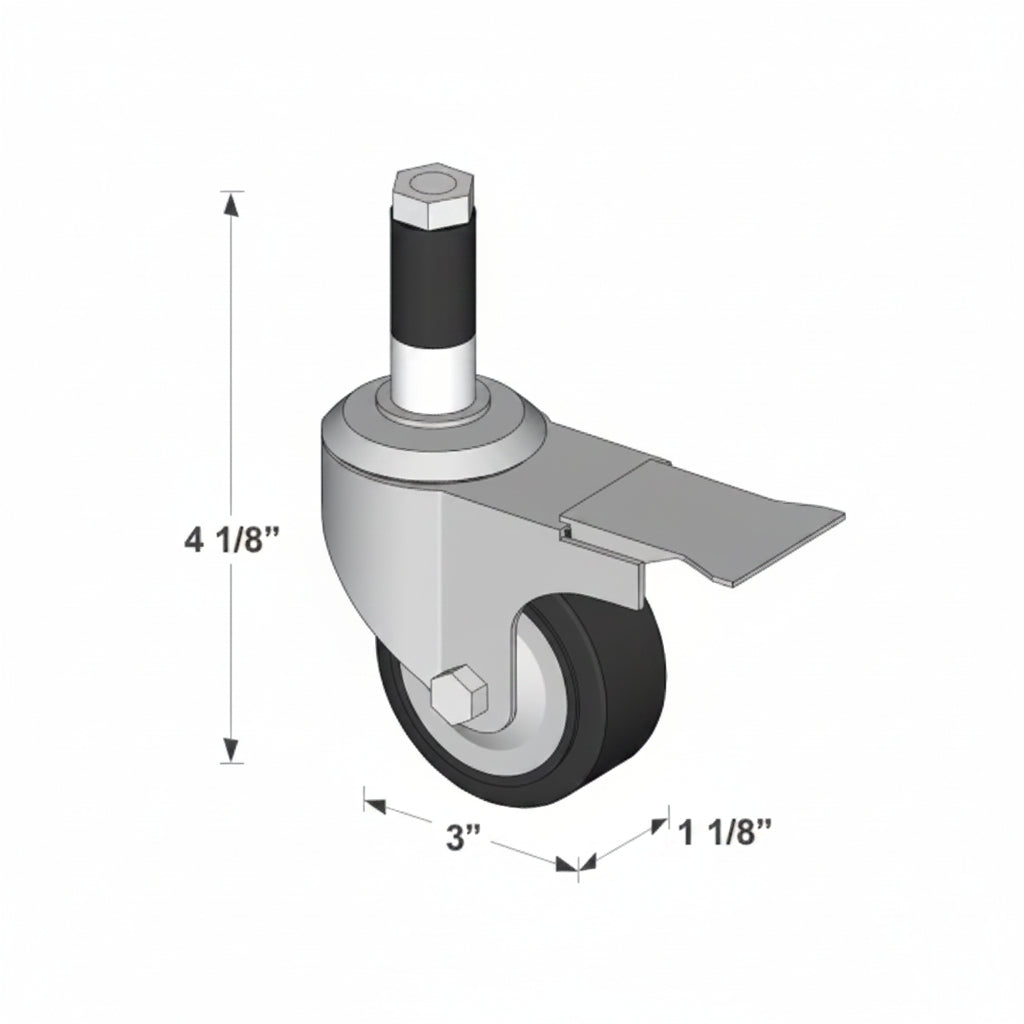 Anti-static swivel stem-mount caster with brake EW-3ESB 3