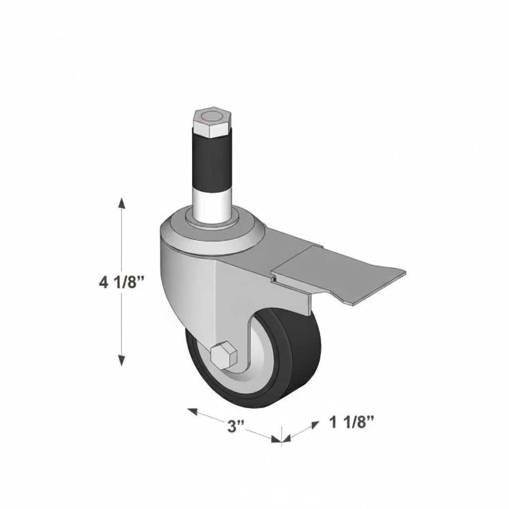Anti-static swivel stem-mount caster with brake EW-3ESB 3