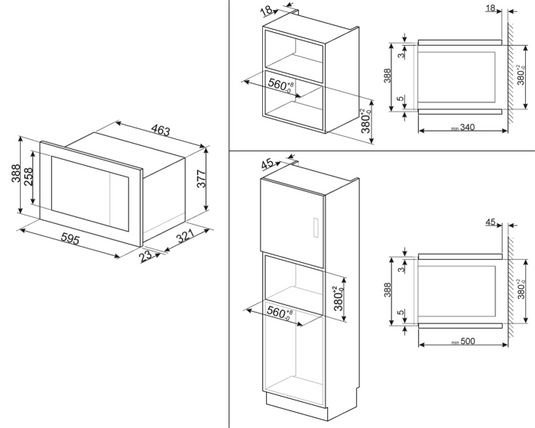 Smeg Built In Microwave Oven with Grill, 60 cm, FMI020X