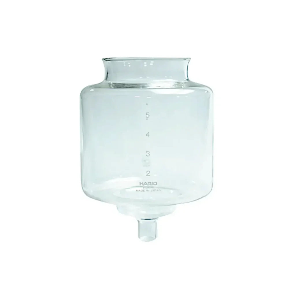 Replacement Hario cold dripper glass bowl made of high-quality heat-resistant glass for slow-drip coffee systems.