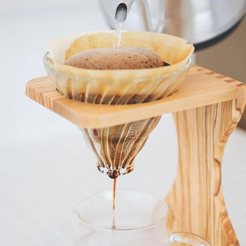 Load image into Gallery viewer, Hario V60 Olive Wood Stand Set
