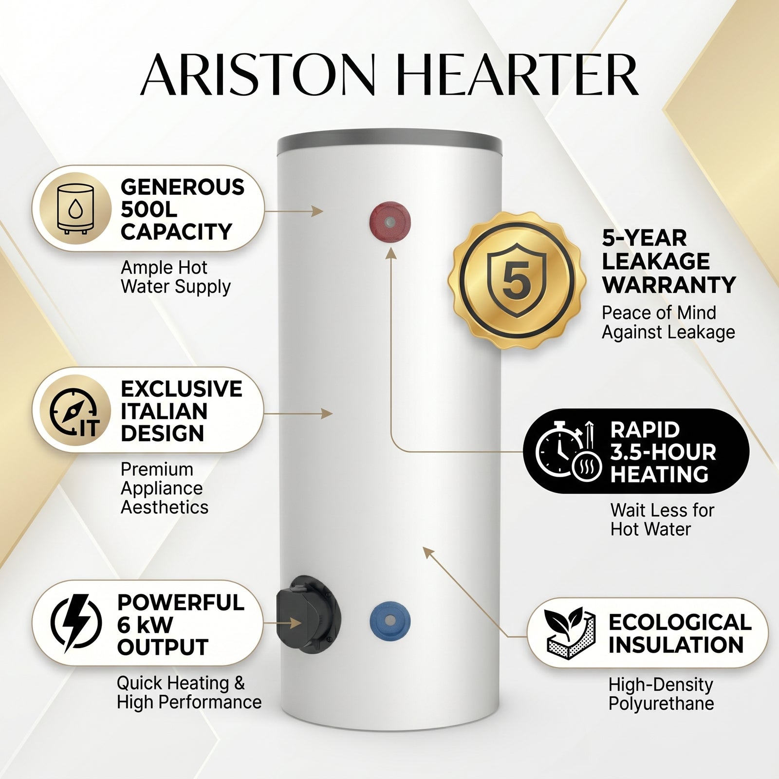 Ariston Water Heater Ti Sti 500, 500 L