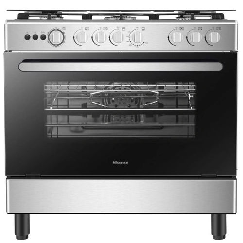 Hisense Freestanding Gas Cooker HFG90335RX 90cm Half Stainless Steel Front