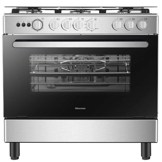 Hisense Freestanding Gas Cooker HFG90335RX 90cm Half Stainless Steel Front