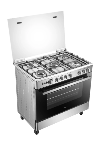 Hisense Freestanding Gas Cooker HFG90335RX 90cm Half Stainless Steel Front