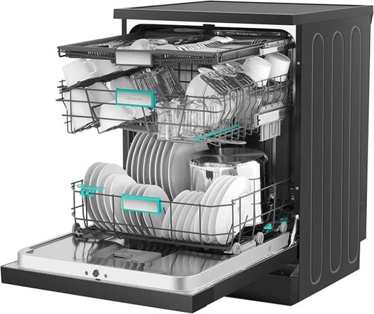 Hisense Freestanding Dishwasher HS673C90BME 16 Place Settings, ConnectLife, Premium Black