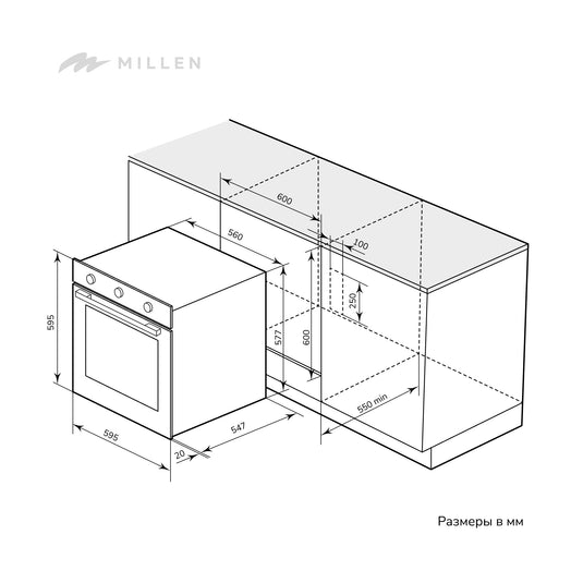 Millen 60cm Built-in Electric Oven MEO 6001 WH 7 Cooking Modes 2352W, 3 Year Warranty (Copy)