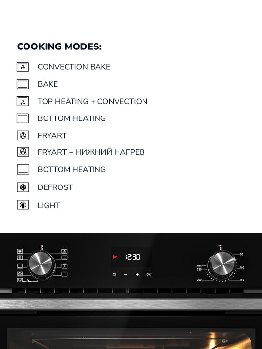 Millen 60cm Built-in Electric Oven MEO 6003 BL 9 Cooking Modes 3260W, 3 Year Warranty