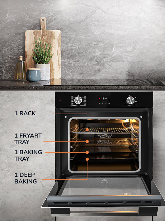 Millen 60cm Built-in Electric Oven MEO 6004 BL 10 Cooking Modes 3260W, 3 Year Warranty
