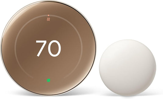 Google Nest Learning Thermostat 4th Generation With Nest Temperature Sensor 2nd Generation - Gold Polished | TDRA Approved