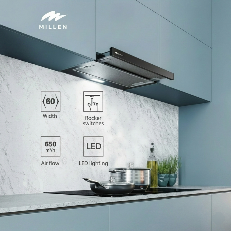 Load image into Gallery viewer, Millen MBKHSG 6001 BL Telescopic Black Glass Hood 60cm, 3 Years Warranty
